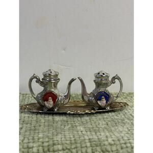 Vintage Japan Teapot Salt Pepper Set Tray Washington DC Souvenir